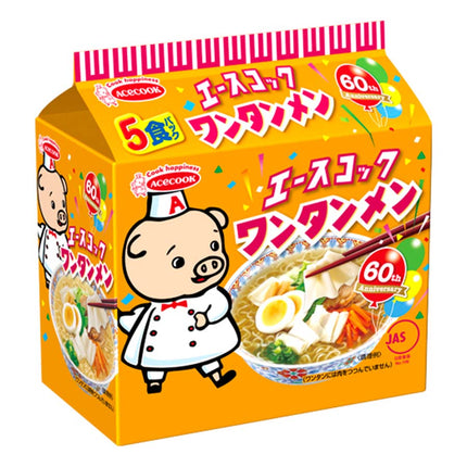 エースコック ワンタンメン 95g×5食