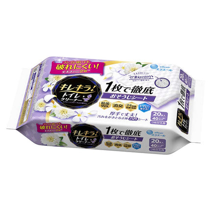 エリエール キレキラトイレクリーナー 1枚で徹底トイレおそうじシート クリーンフローラル 詰替20枚