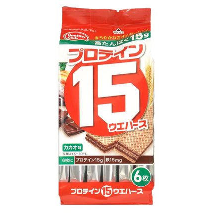 ハマダコンフェクト プロテイン15ウエハース カカオ 6枚